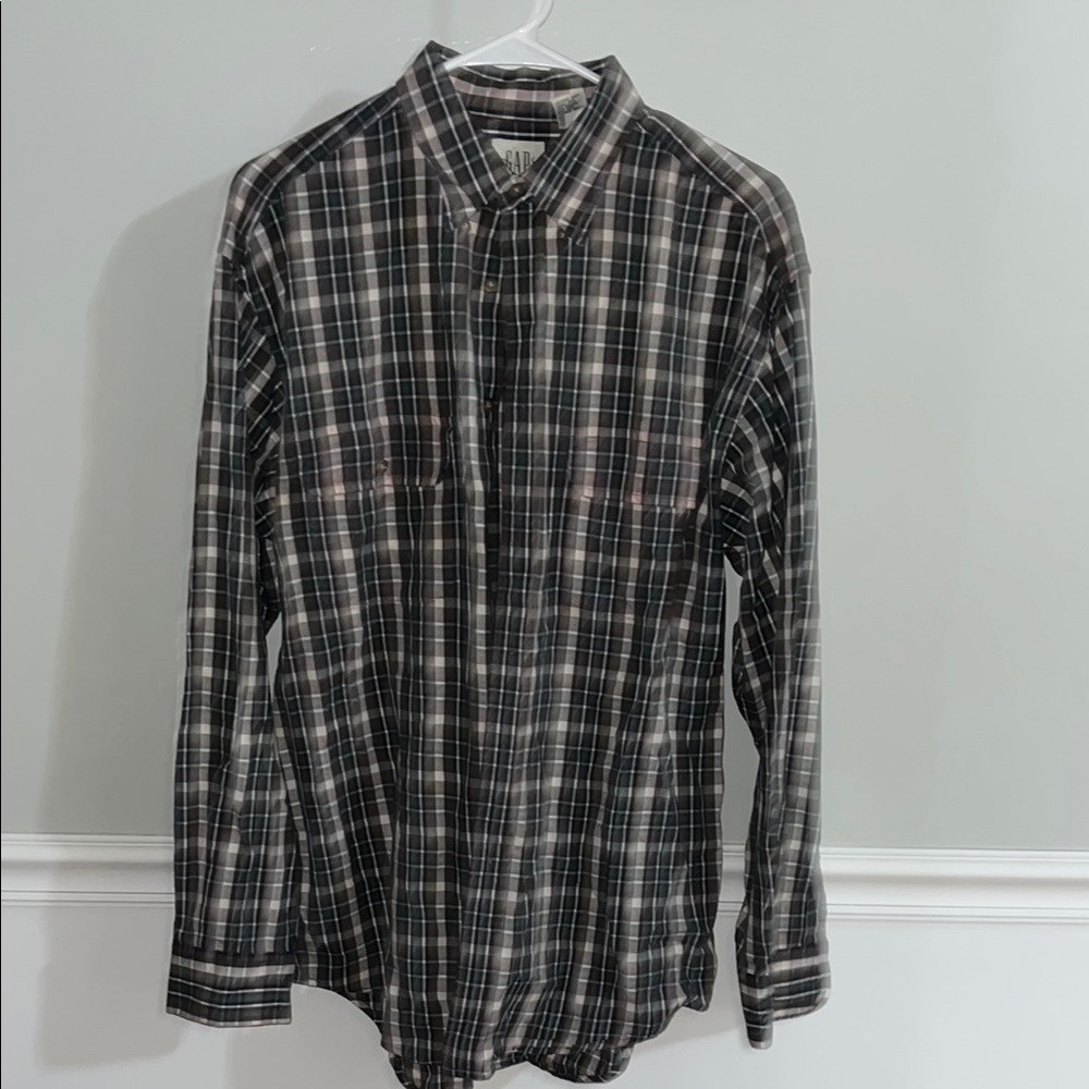 GAP Black and Gray Casual Button Down Shirt